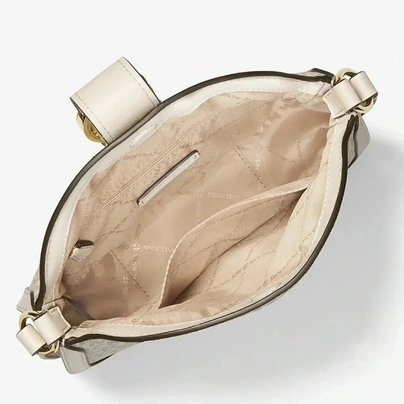 NWT MICHAEL Michael Kors Cream Signature Logo Hobo Crossbody - Picture 3 of 7